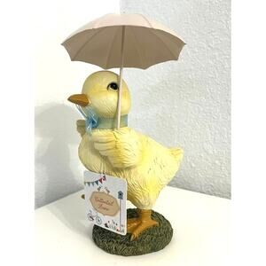 Cottontail Lane Rainy Day SILLY GOOSE Themed Duck Pink Umbrella- Spring Decor